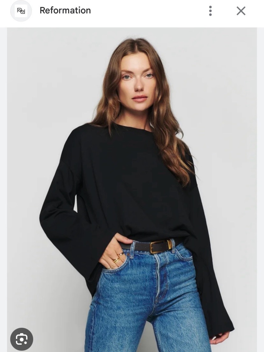 Reformation Black Oversized Long-Sleeve Tee